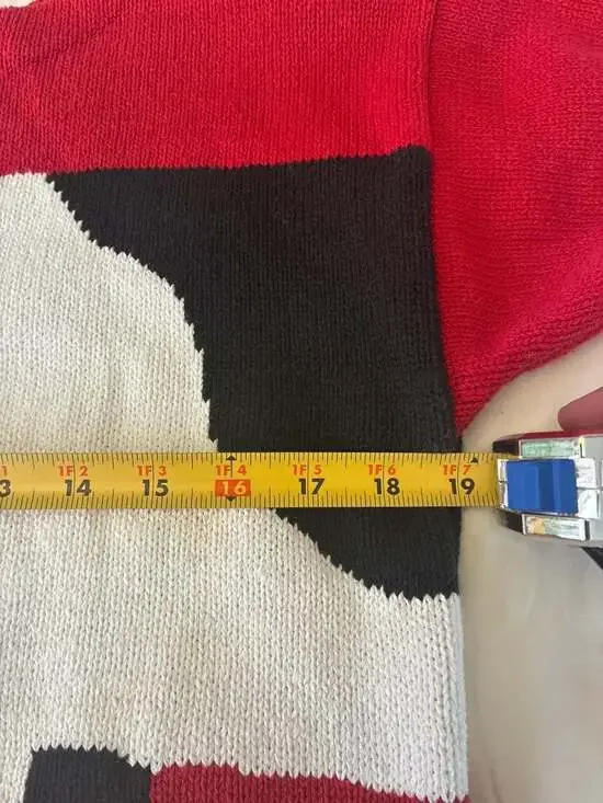 Vintage 80s J.G. Hook Red Knit Cow Graphic Short Sleeve Sweater Medium - Picture 9 of 11